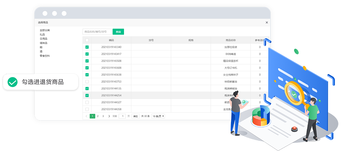每次退进货情况都有详细报表