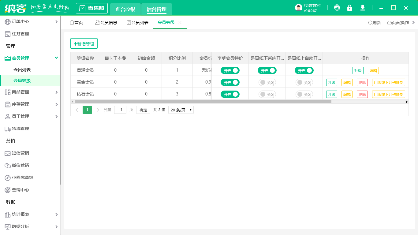 超市收银积分系统